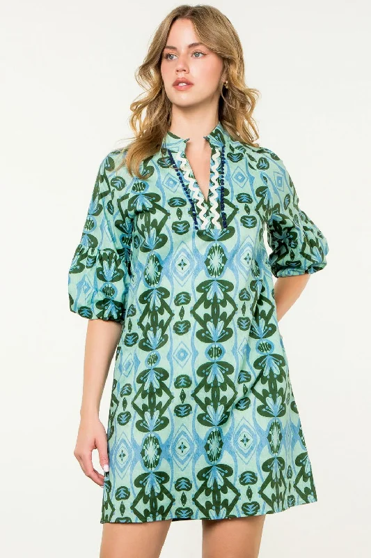 Katy Short Sleeve Print Pattern Dress
