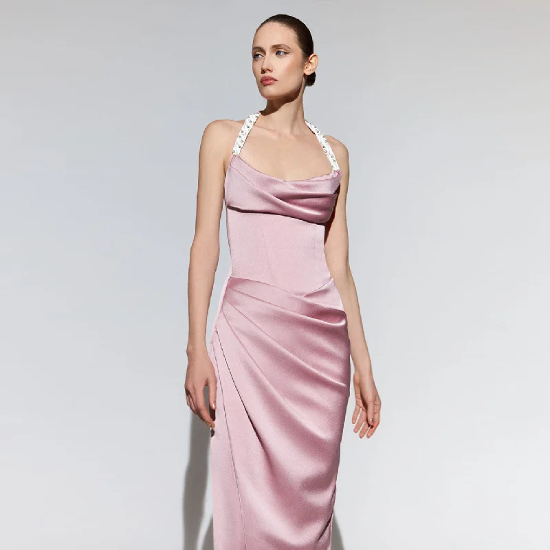 Ella Cowl Stylish Neck Satin Dress
