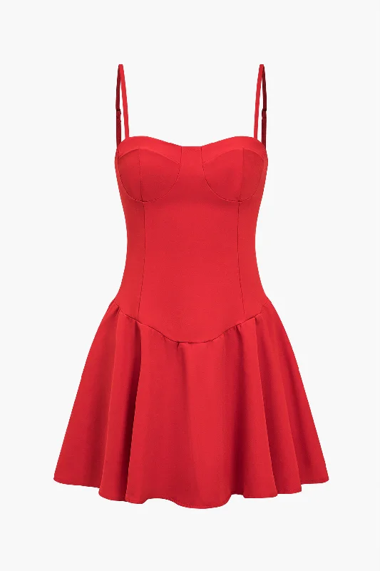Solid Slip Bustier Mini Dress Shift Classic Vintage