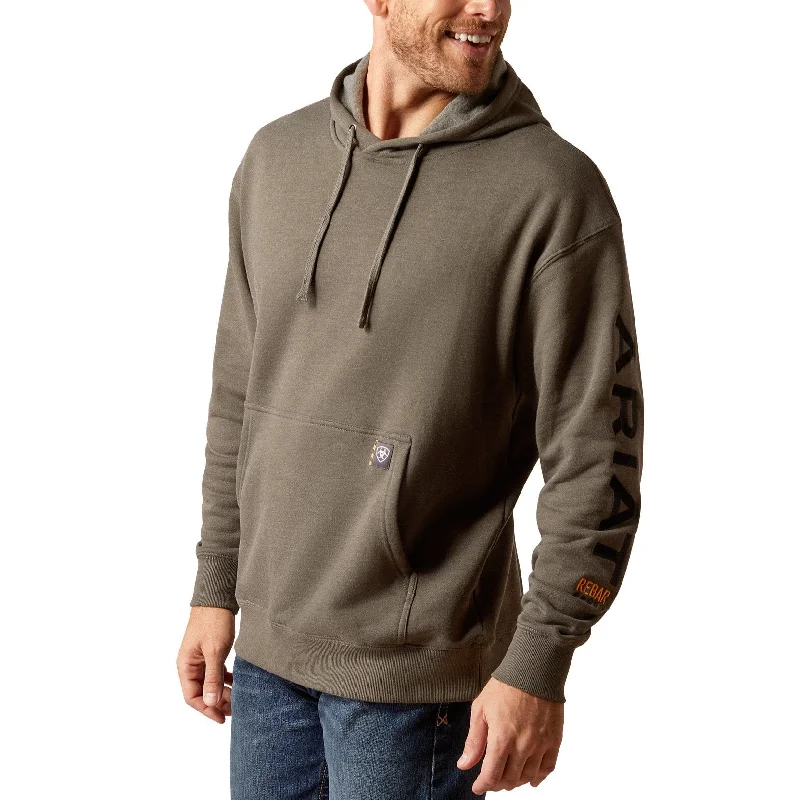 Ariat Men's Rebar Graphic Logo Beluga Heather Grey Hoodie 10051976