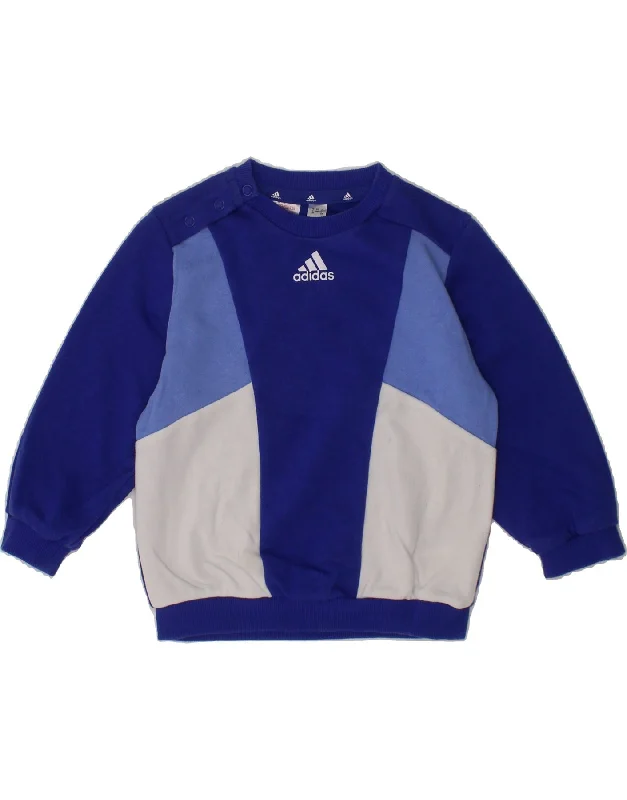 ADIDAS Baby Boys Sweatshirt Jumper 12-18 Months Blue Colourblock Cotton