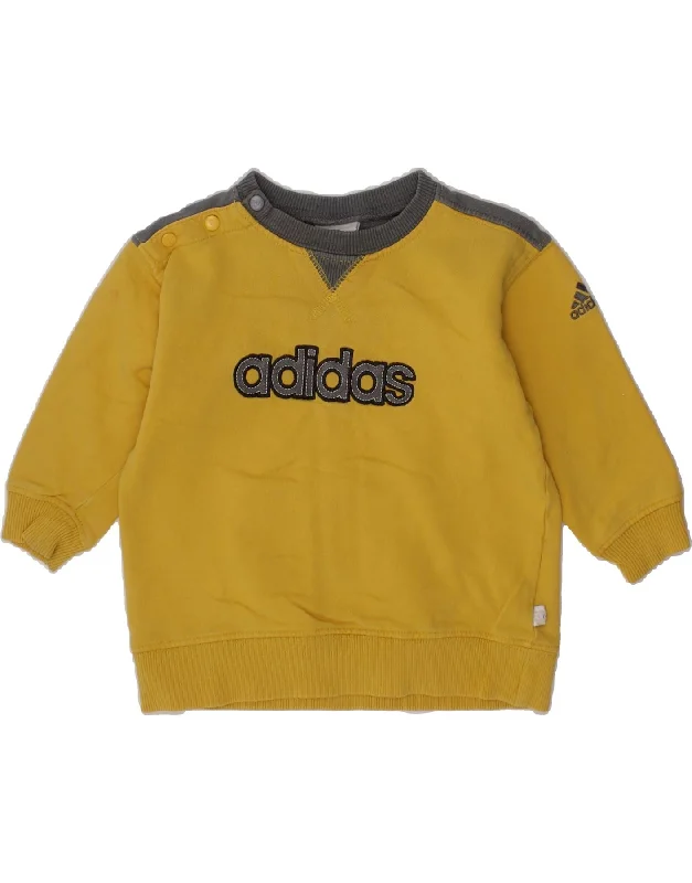 ADIDAS Baby Boys Sweatshirt Jumper 12-18 Months Yellow Colourblock Cotton