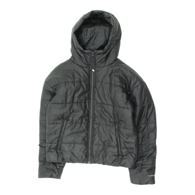 Nike Womens Black Therma Fit Hooded Puffer Jacket | Padded Hoodie Sportswear Hoodie with Set-In Sleeves Structured Classic