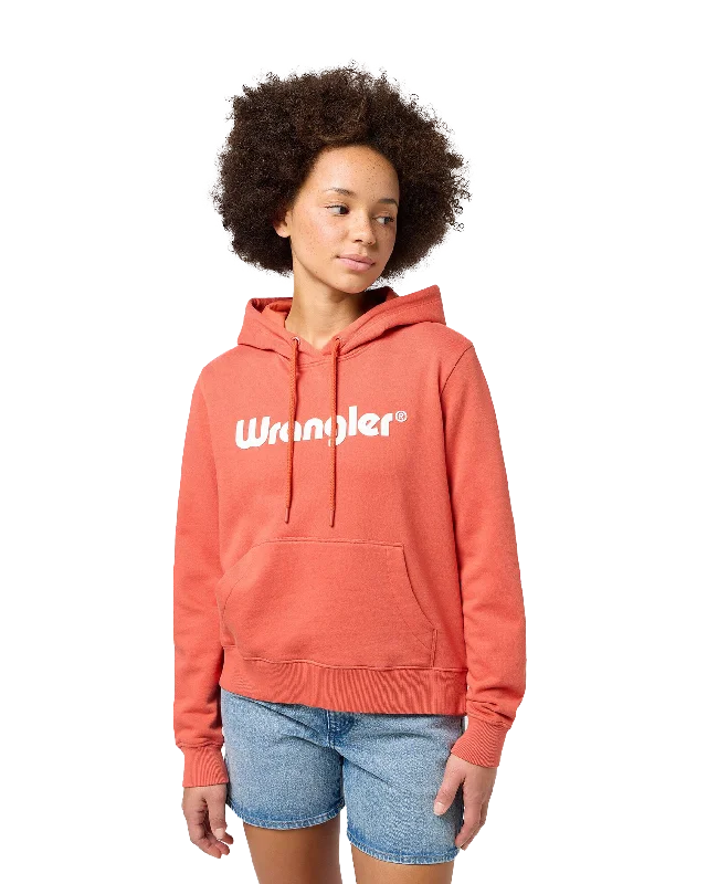Regular Hoodie in Burnt Sienna Hoodie with Ribbed Hem Stretchable Secure