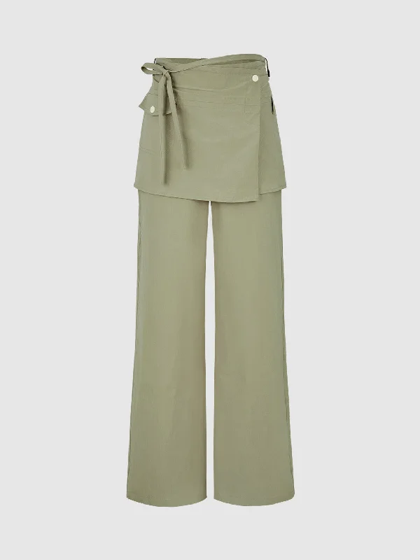 2 In 1 Wide-Leg Pants