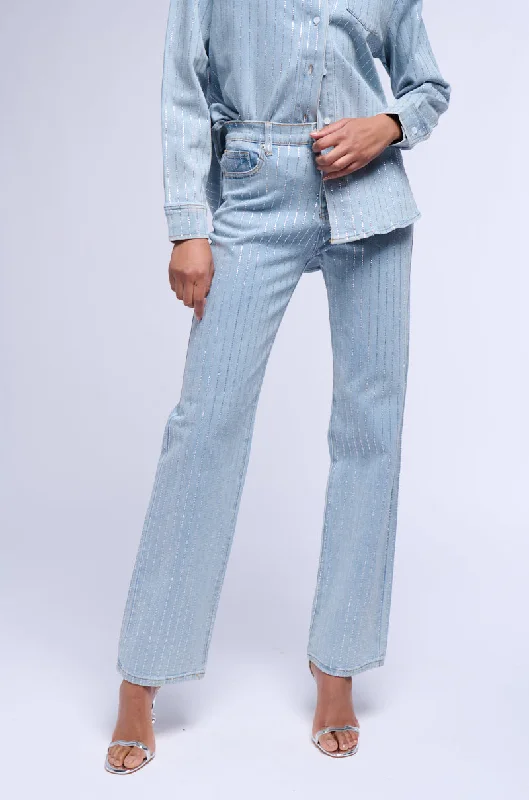 EFFORTLESS GLAM RHINESTONE STRIPE RELAXED FIT JEAN