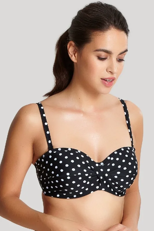 Anya Spot Bandeau Swim Bikini Top Black/White- SW1013 Comfortable Swim Dress