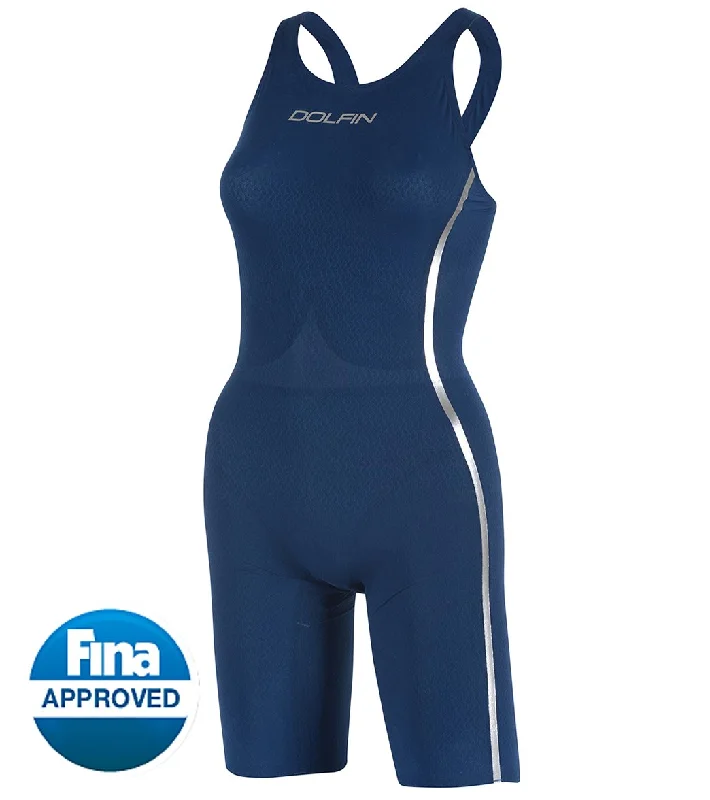 Dolfin Titanium Female Knee Tech Suit Swimsuit Navy Stylish Beachwear Set