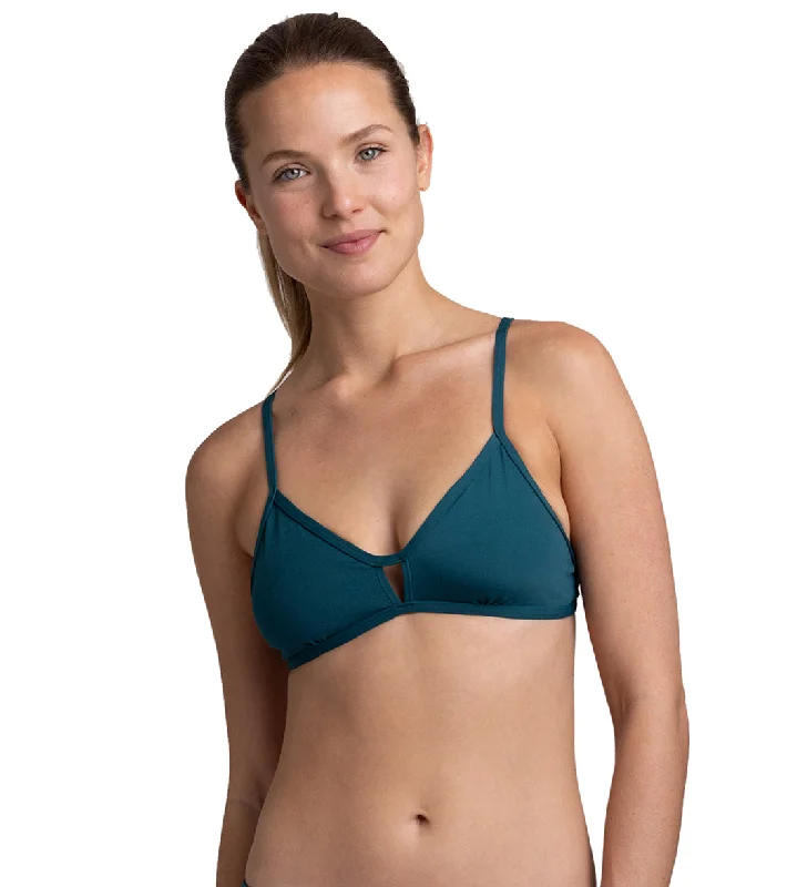 JOLYN Women's Chloe Solid Bikini Top Peacock Sexy Swimwear Set