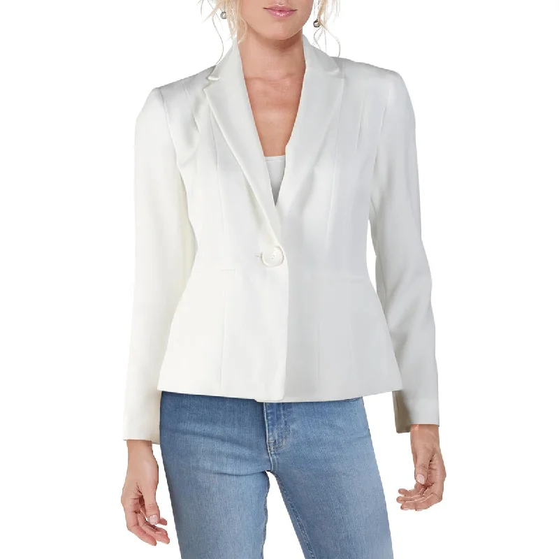 Kasper Womens Petites Crepe Seamed One-Button Blazer